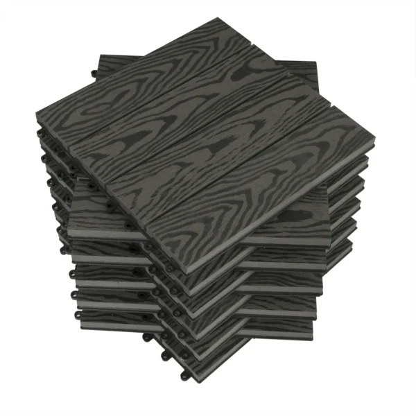 WOLTU 11 Pezzi Piastrelle per Pavimentazione a Incastro in WPC 30x30cm per Giardino e Terrazza 1m² Resistenti all'Acqua in Composito Legno-Plastica