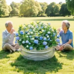 Fioriera Rotonda in Metallo, Vaso Rialzato per Giardino, Contenitore per Piante 23.62 * 11.02 Pollici Anti-Deformazione con Guanti