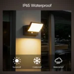 Lampada da Esterno 24W con Sensore di Movimento, Impermeabile IP65 con Pannello LED Orientabile, Luce Bianca Calda 3000K per Giardino, Patio, Ingresso