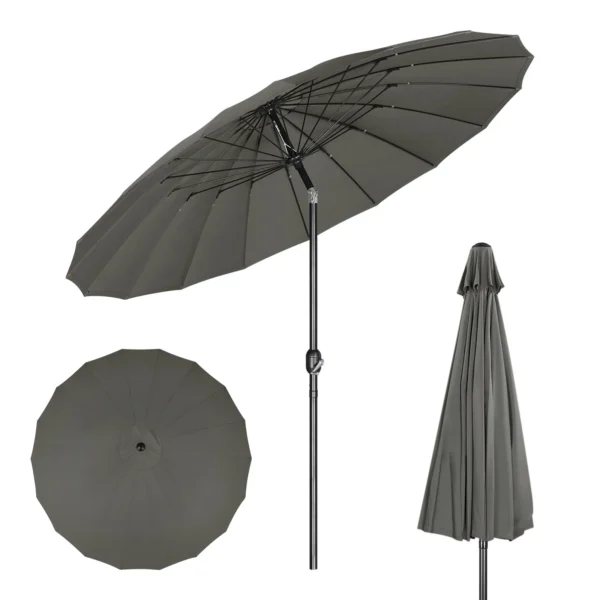 WOLTU Ombrellone da Giardino Impermeabile 257/273 cm con Manovella e Inclinazione, Protezione Solare per Balcone e Patio