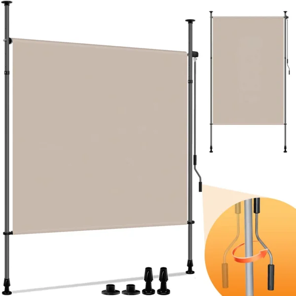 Tenda da Sole Verticale per Esterni, Schermo Privacy per Balcone, Tenda Laterale Estensibile Resistente alle Intemperie, Nessuna Foratura Richiesta