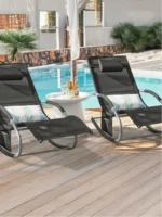 SoBuy OGS28x2 Lettino prendisole 2 set lettino da giardino borsa cuscino sedia a sdraio breezy per giardini, cortili, spiagge