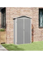 Casetta da giardino grigia 116x45x175 cm in acciaio zincato