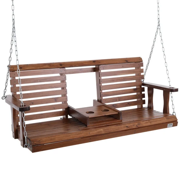 SucceBuy Altalena per portico in legno Altalena per panca da patio da 5 piedi per cortile Giardino Panca per sedia a dondolo con forte capacità di carico di 880 libbre aggiornata