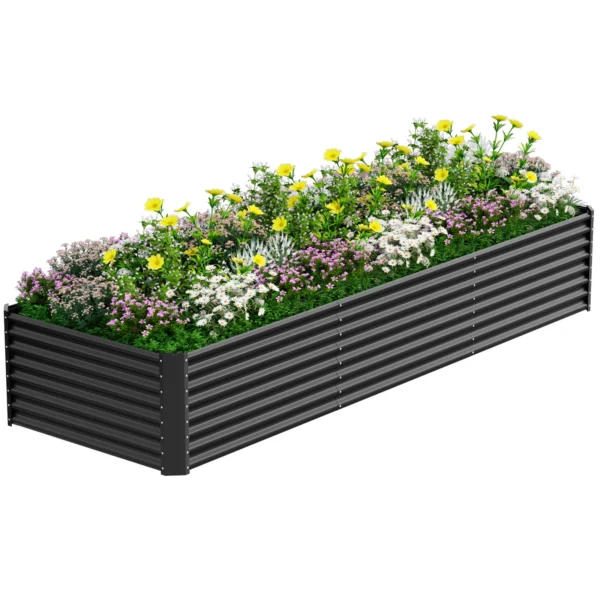 Fioriera Rialzata in Acciaio Inossidabile 122x61x61cm Rettangolare Resistente alle Intemperie per Giardino e Coltivazione di Ortaggi all'Aperto