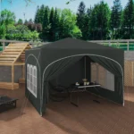WOLTU Gazebo Pieghevole Regolabile in Altezza con 4 Pareti Laterali 3x3m, Tenda per Feste Idrorepellente con Protezione UV per Campeggio e Picnic