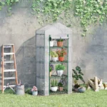 Outsunny Serra da giardino in PE con scaffali a 4 livelli, serra da balcone, telo rinforzato. 70x50x160cm, Bianco
