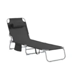 SoBuy OGS35 lettino prendisole pieghevole da giardino con poggiatesta e borsa laterale per arredamento da giardino 155x56x81cm