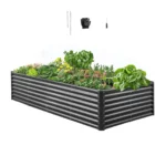 SucceBuy Fioriera Rialzata in Metallo per Esterni, Vaso Galvanizzato con Fondo Aperto per Coltivare Verdure, Fiori ed Erbe