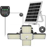 Lampada Solare a Sospensione LED per Interni ed Esterni con Sensore di Movimento, Indicatore Batteria, 268 LED, 4 Modalità di Illuminazione, IP65, Lampada Solare per Capanno e Garage