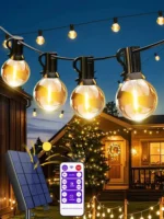 Luci a stringa solari a LED G40 con telecomando, dimmerabili e 8 modalità di lampeggio, luci impermeabili per patio e decorazioni da giardino per esterni