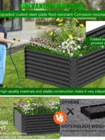Fioriera Rialzata in Acciaio Inossidabile 122x61x61cm Rettangolare Resistente alle Intemperie per Giardino e Coltivazione di Ortaggi all'Aperto