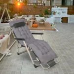 Sdraio Pieghevole da Giardino con Schienale Regolabile, Sedia Relax con Cuscino