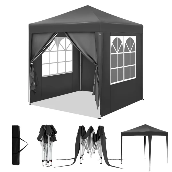 WOLTU Gazebo Pieghevole da Giardino 2x2m con 4 Pareti Laterali, Altezza Regolabile, Protezione UV, Impermeabile, con Borsa per il Trasporto