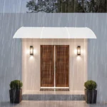 Tettoia ad Arco 35.4x118 Pollici Trasparente e Bianca in Alluminio, Protezione da Pioggia e Neve, Resistente ai Raggi UV, Montaggio a Parete