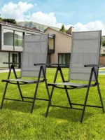 Set di 2 Chaise Longue Pieghevoli Reclinabili, Sedia Pieghevole in Alluminio, Reclinabile, Sedie da Giardino Pieghevoli, Ergonomiche, Regolabili