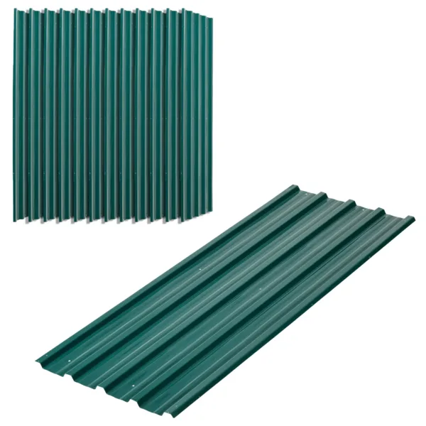 Outsunny Set di 12 pannelli per tetto in acciaio zincato 129X45Cm