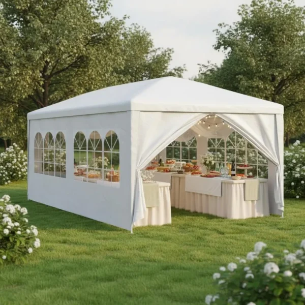 Tenda per eventi 3 x 6 m bianca, ideale per terrazze e giardini esterni