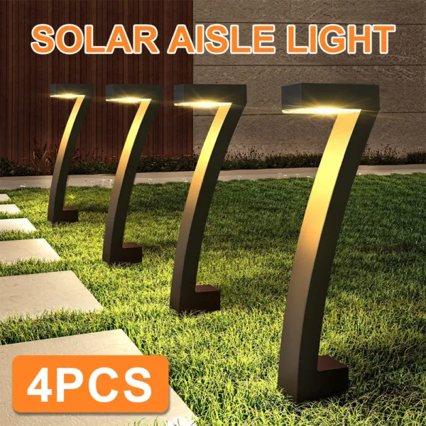 Set di 4 Luci Solari LED da Giardino, Impermeabili IP65, in Materiale ABS, Luce Calda 2700K, 8-12 Ore di Illuminazione Continua, per Esterni e Sentieri, per il Mercato Europeo