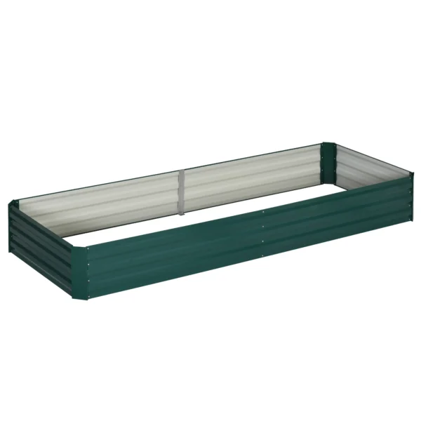 Fioriera quadrata da esterno Outsunny per giardino, dim. Lamiera d'acciaio verde scuro 241L x 90L x 30H cm