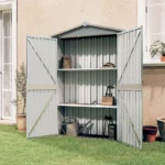 Casetta da giardino grigia 116x45x175 cm in acciaio zincato