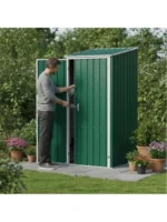 Casetta da Giardino Verde, 87x98x159cm, Telaio in Metallo Zincato, Resistente e Facile da Montare per Uso Esterno