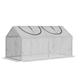 Outsunny serra da giardino, mini serra, 2 finestre con cerniera e avvolgibili, telo in plastica, telaio in acciaio, 120x60x60 cm, Bianco