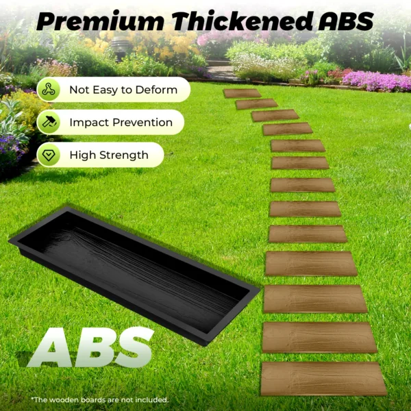 Set di 2 Stampi in ABS Riutilizzabili per Pavimentazione in Calcestruzzo con Motivo Effetto Legno per Creare Sentieri Fai-da-Te in Giardino, Patio, Marciapiede e Vialetto