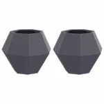 Set di 2 Fioriere in Acciaio Antracite 50x50x40 cm, Vasi Quadrati per Giardino, Terrazza e Balcone