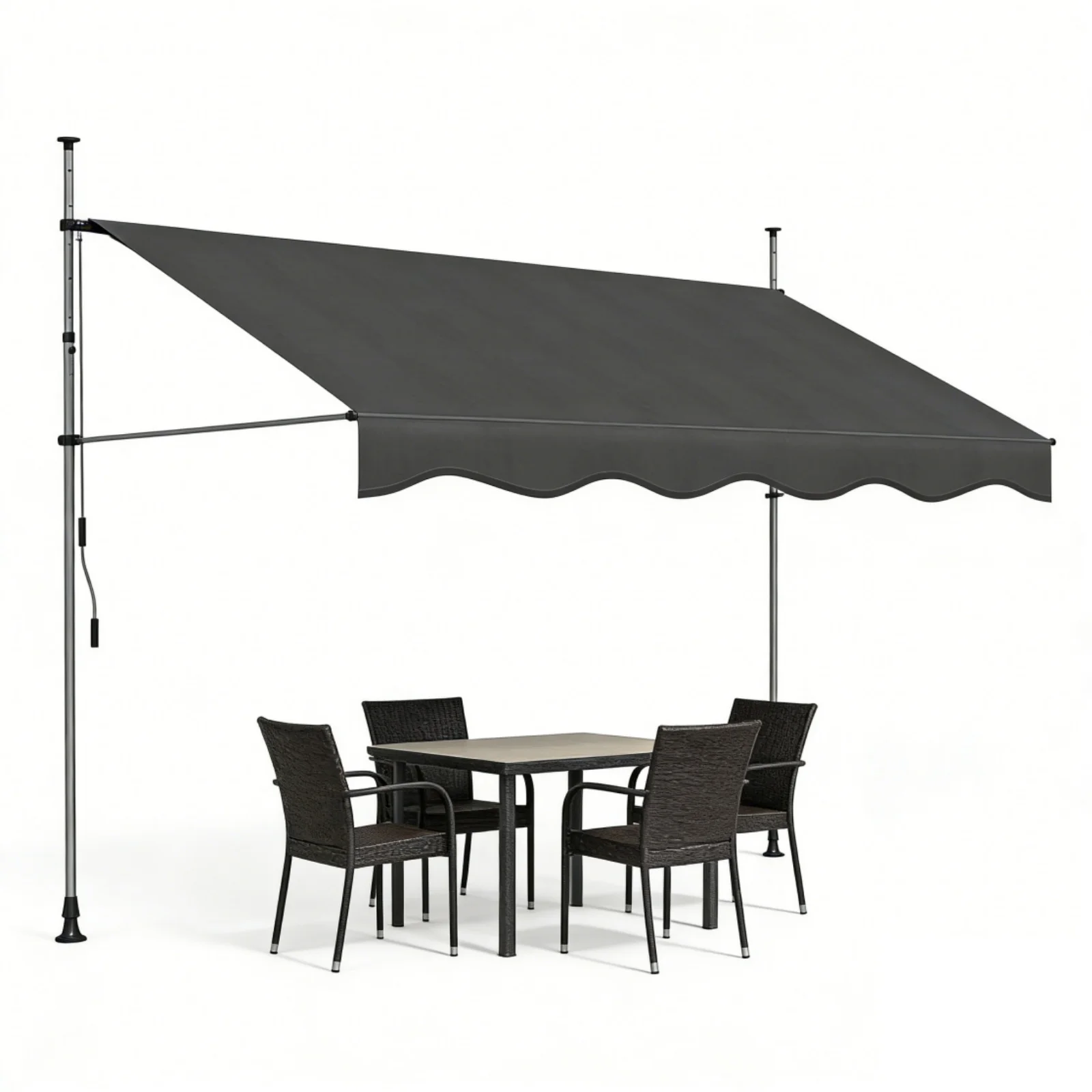 S9f132330e4094e7ba8cb79c2f56d499eZ.webp Tenda da Sole Manuale con Manovella, 350×120 cm, Retrattile, Altezza e Inclinazione Regolabili, Senza Foratura, per Balcone, Patio, Giardino