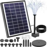Pompa Solare per Laghetto 12W, 190L/h, Fontana Solare con Pannello Filtrante, Pompa Acqua Alimentata a Energia Solare per Giardino, Piscina, Laghetto, Acquario, 9 Ugelli