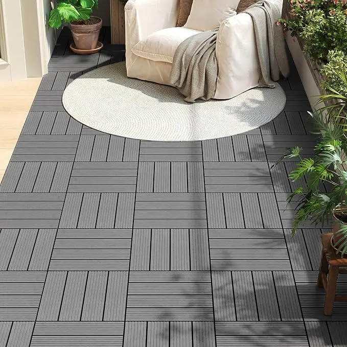 Sa2ed6b821ee049b29344a3d68862c7812.webp WOLTU Set di 22 Pezzi 30x30cm Piastrelle per Pavimenti da Giardino in WPC Composito Effetto Legno con Sistema a Incastro