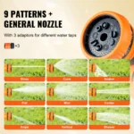 SucceBuy Avvolgitubo retrattile 82 piedi x 1/2 pollice 180 ° Staffa girevole per tubo dell'acqua da giardino a parete con ugello a 9 modelli