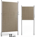 Tenda Parasole Avvolgibile da Esterno con Morsetto, Tenda Verticale in HDPE per Balcone e Patio, Schermo Privacy Senza Fili, Tende Avvolgibili per Esterni