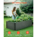 SucceBuy Fioriera Rialzata in Metallo per Esterni, Vaso Galvanizzato con Fondo Aperto per Coltivare Verdure, Fiori ed Erbe