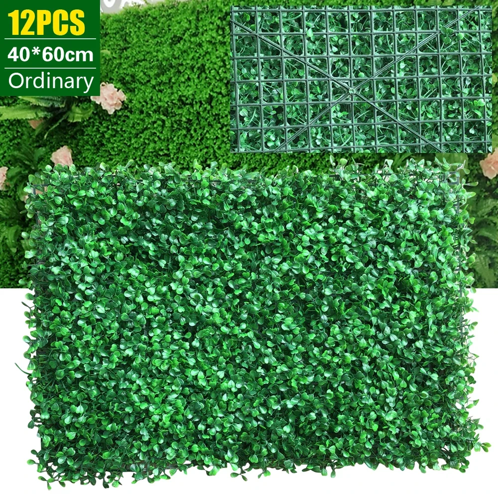 Saa0e964d5b2c4e47a71fcb019581b1d9U.webp 12 pezzi 60x40 cm siepe artificiale schermo privacy recinzione piante finte foglie pannelli bosso erba per la casa giardino decorazione della parete del cortile