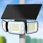 Intelamp 6000mah Luci Solari da Esterno, Faretti di Sicurezza a Parete con Pannello Solare Maggiorato, Due Sensori di Movimento, 3 Modalità, 270° ° Grandangolare Impermeabile per Giardino, Cortile e