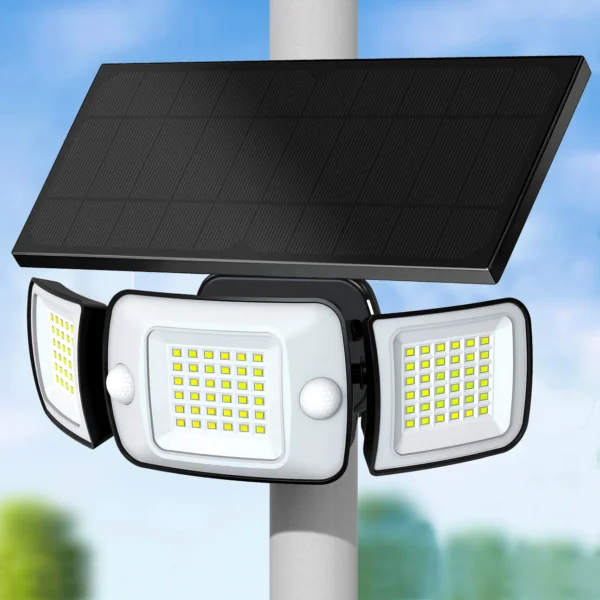 Intelamp 6000mah Luci Solari da Esterno, Faretti di Sicurezza a Parete con Pannello Solare Maggiorato, Due Sensori di Movimento, 3 Modalità, 270° ° Grandangolare Impermeabile per Giardino, Cortile e