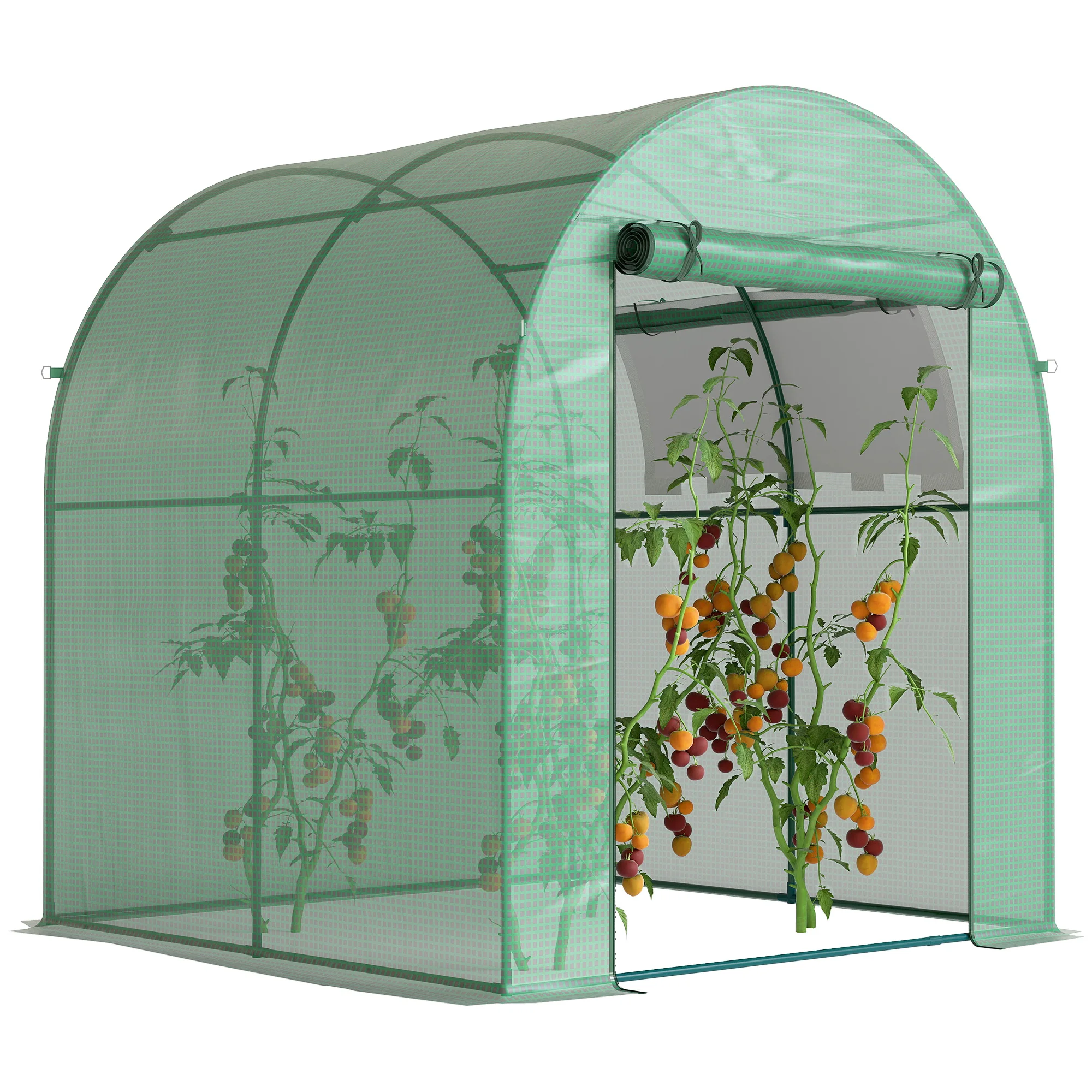 Sad5e49e973924974b103608fcdec8c080.webp Outsunny Serra a tunnel da giardino 180x200 cm con telaio in acciaio, porta e finestra, per esterni, tutte le stagioni, ortaggi, frutta, fiori, telo in PE, verde