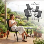 Set di 4 Sedie da Giardino in Metallo ARTS TARAS per Balcone e Giardino