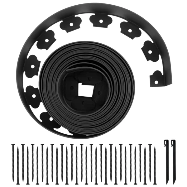 SucceBuy Bordura per Giardino in Plastica con Picchetti e Pali, Bordi Flessibili per Prato, Rotolo per Aiuole e Giardini