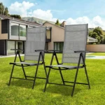 Set di 2 Chaise Longue Pieghevoli Reclinabili, Sedia Pieghevole in Alluminio, Reclinabile, Sedie da Giardino Pieghevoli, Ergonomiche, Regolabili