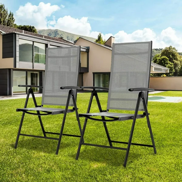Set di 2 Chaise Longue Pieghevoli Reclinabili, Sedia Pieghevole in Alluminio, Reclinabile, Sedie da Giardino Pieghevoli, Ergonomiche, Regolabili