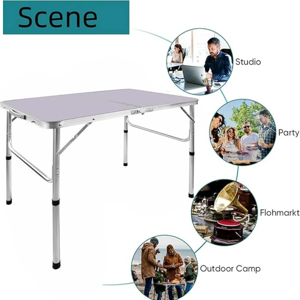 Sd1e127011ee34300818bfac20fece33dV.webp Tavolo da Campeggio Pieghevole 90x60cm, Regolabile a 2 Altezze 37/67cm, Tavolo da Picnic Portatile per Esterni/Giardino/Interni – Alluminio Leggero, Capacità 50kg