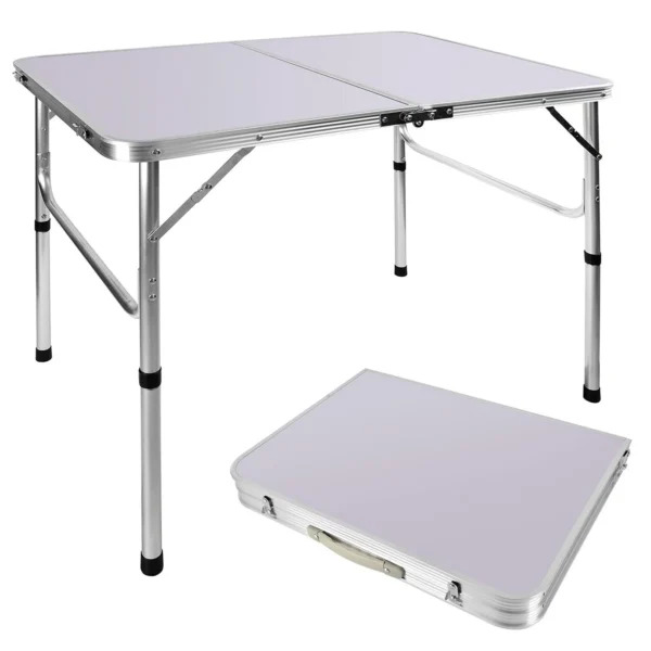 Tavolo da campeggio pieghevole da 90 cm, 2 altezze 67/37 cm, dimensioni piano tavolo: 90 x 60 cm, tavoli da picnic pieghevoli per esterni, interni e giardino