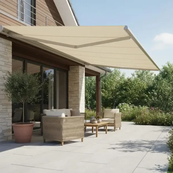 Telo per Tenda da Sole Crema 3,5x2,5 m in Poliestere PU Impermeabile Anti-UV
