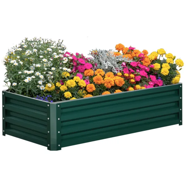 Orto quadrato Outsunny 120x60x30,5 cm in acciaio zincato verde scuro