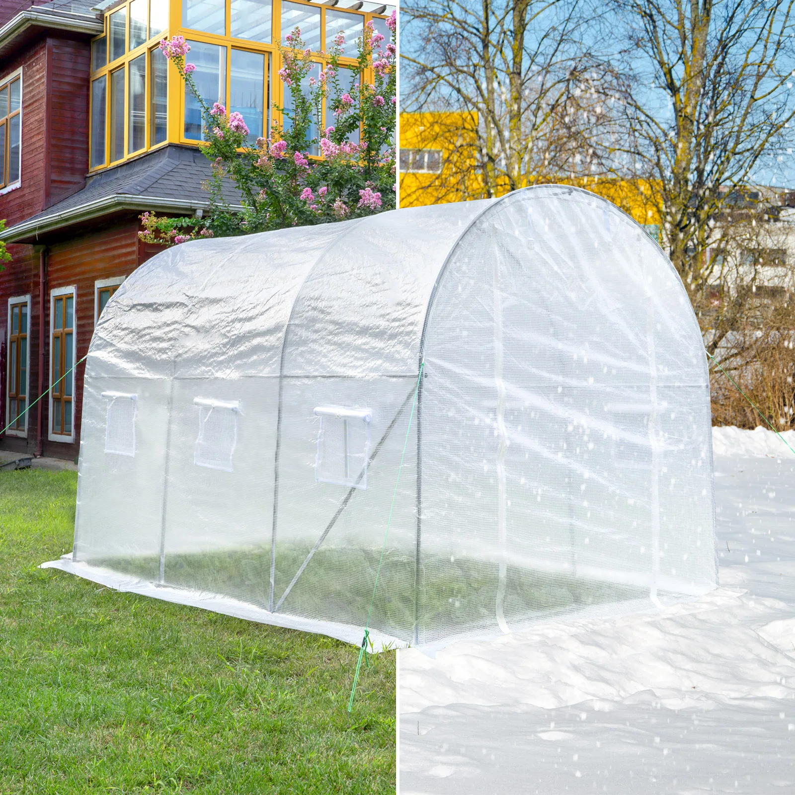 Se01930fd720b43fcb6a0ac13083864ffE.webp WOLTU 300x200x200cm Serra in Telo Impermeabile Invernale per Coltivazione Pomodori Verdure Piante con Porta e 6 Finestre
