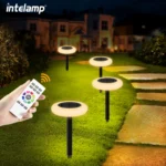 Luci solari colorate Intelamp per esterni, luci solari che cambiano colore, luci per vialetti, luci da giardino per paesaggi, camminamenti, patio, cortile, giardino