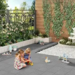 WOLTU Set di 22 Pezzi 30x30cm Piastrelle per Pavimenti da Giardino in WPC Composito Effetto Legno con Sistema a Incastro